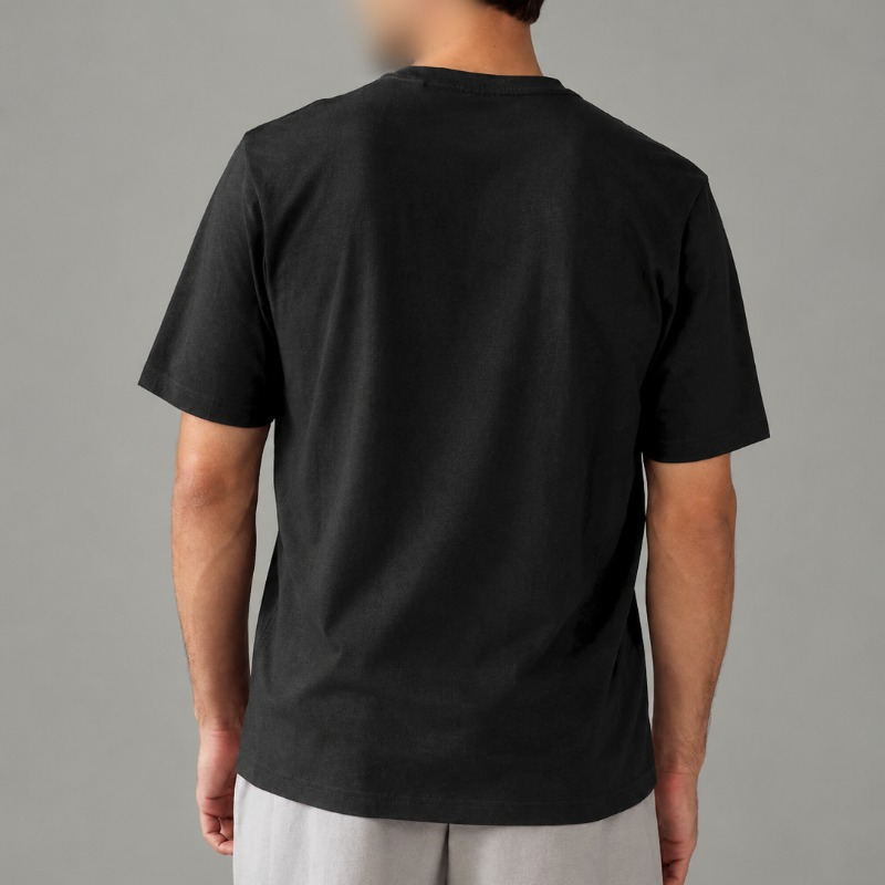Premium Black Cotton T-Shirt, Customizable Plain Crew Neck Short Sleeve Casual Streetwear for Men and Women