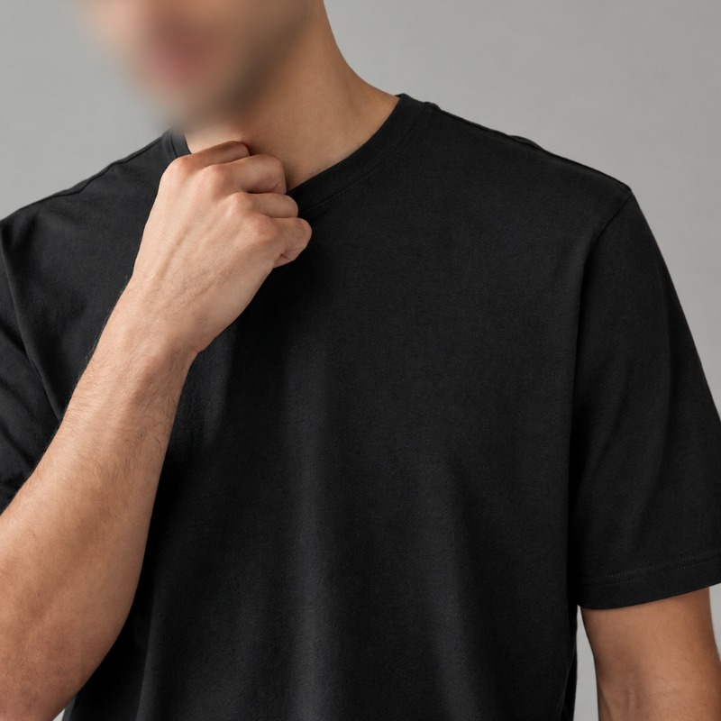 Premium Black Cotton T-Shirt, Customizable Plain Crew Neck Short Sleeve Casual Streetwear for Men and Women