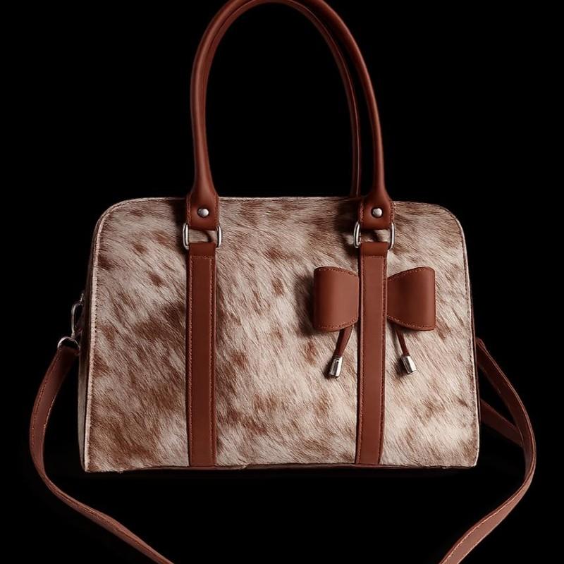 Elegant Cow Print Satchel Handbag for Women