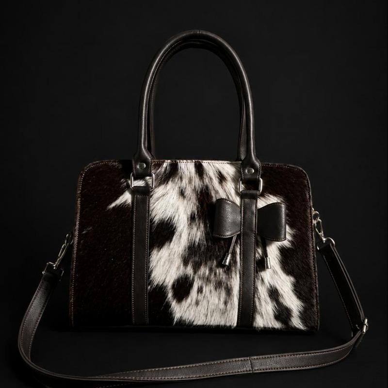 Elegant Cow Print Satchel Handbag for Women