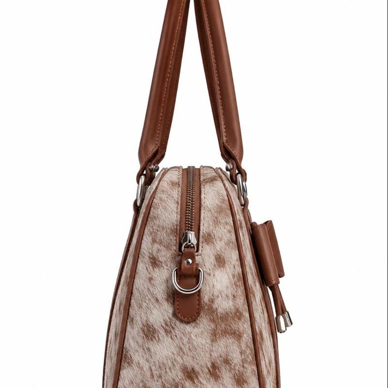 Elegant Cow Print Satchel Handbag for Women