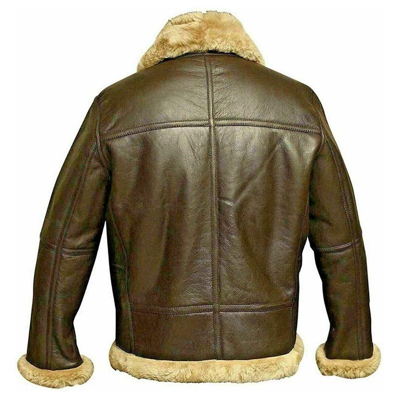 Men’s Genuine Leather Shearling Aviator Biker Jacket