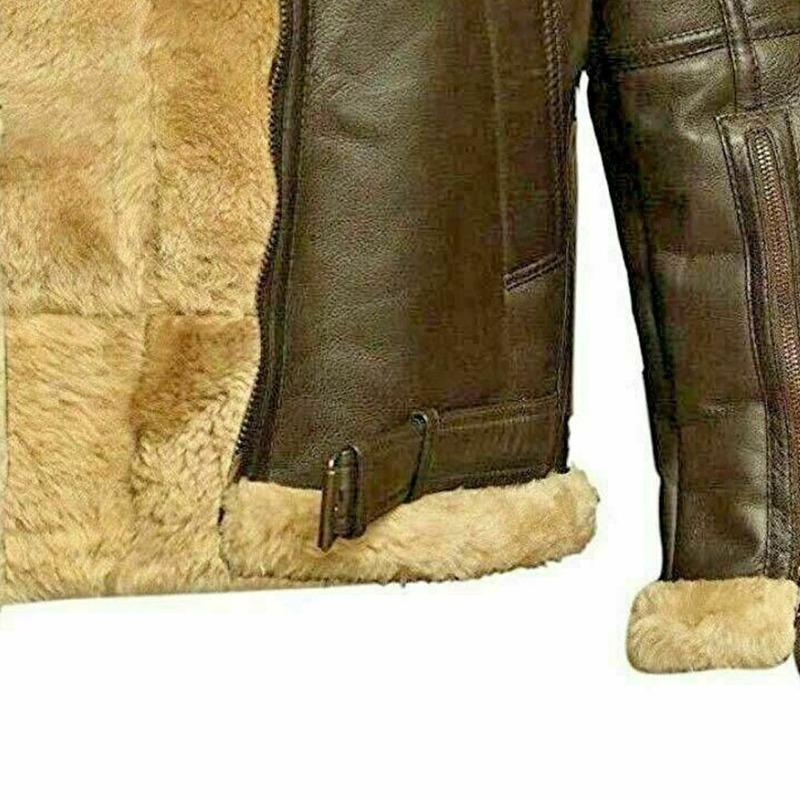 Men’s Genuine Leather Shearling Aviator Biker Jacket