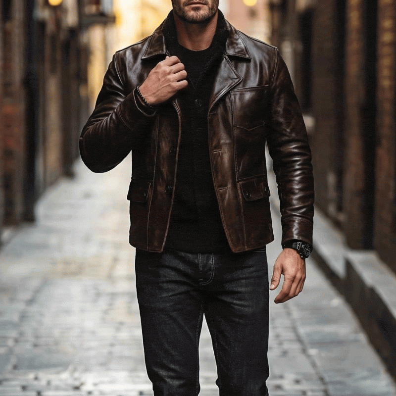 Men’s Premium Leather Blazer Jacket