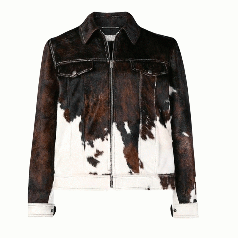 Cowhide Leather Panel Jacket