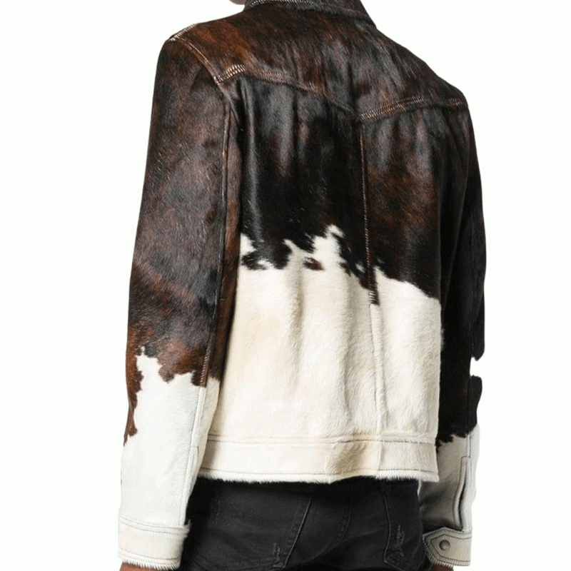 Cowhide Leather Panel Jacket