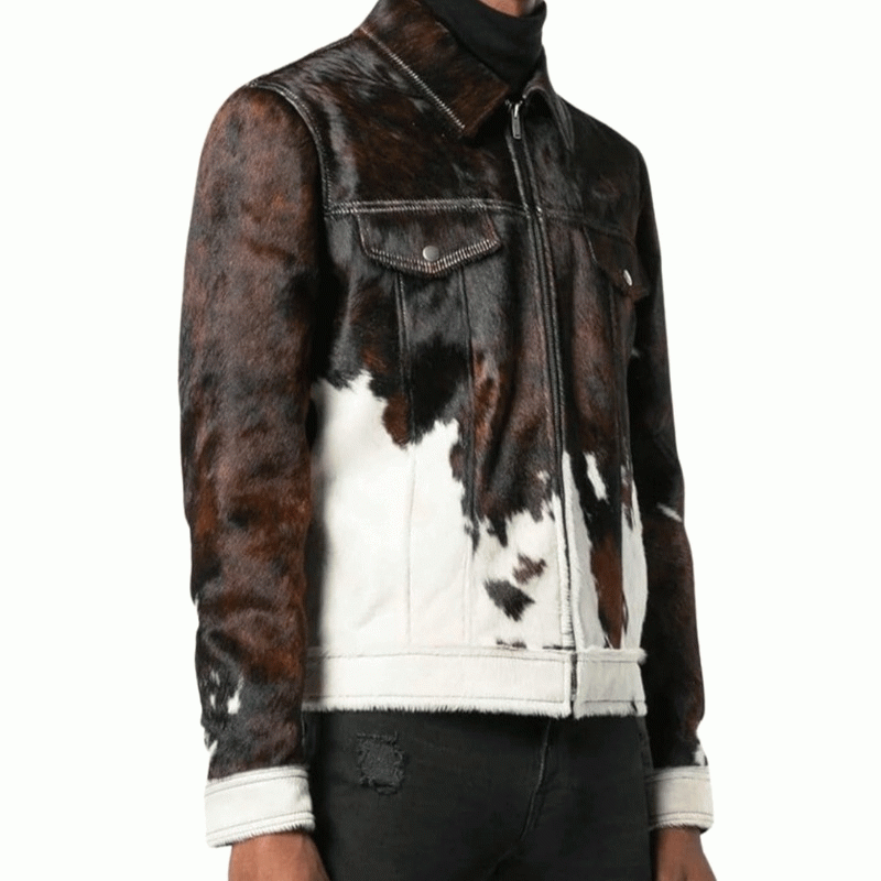 Cowhide Leather Panel Jacket