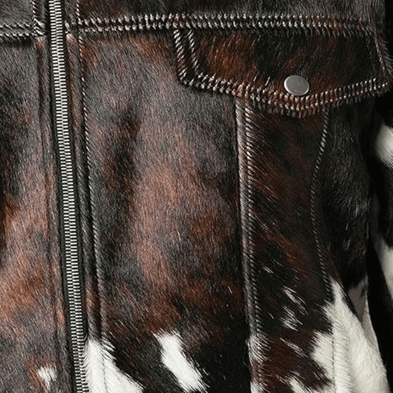Cowhide Leather Panel Jacket