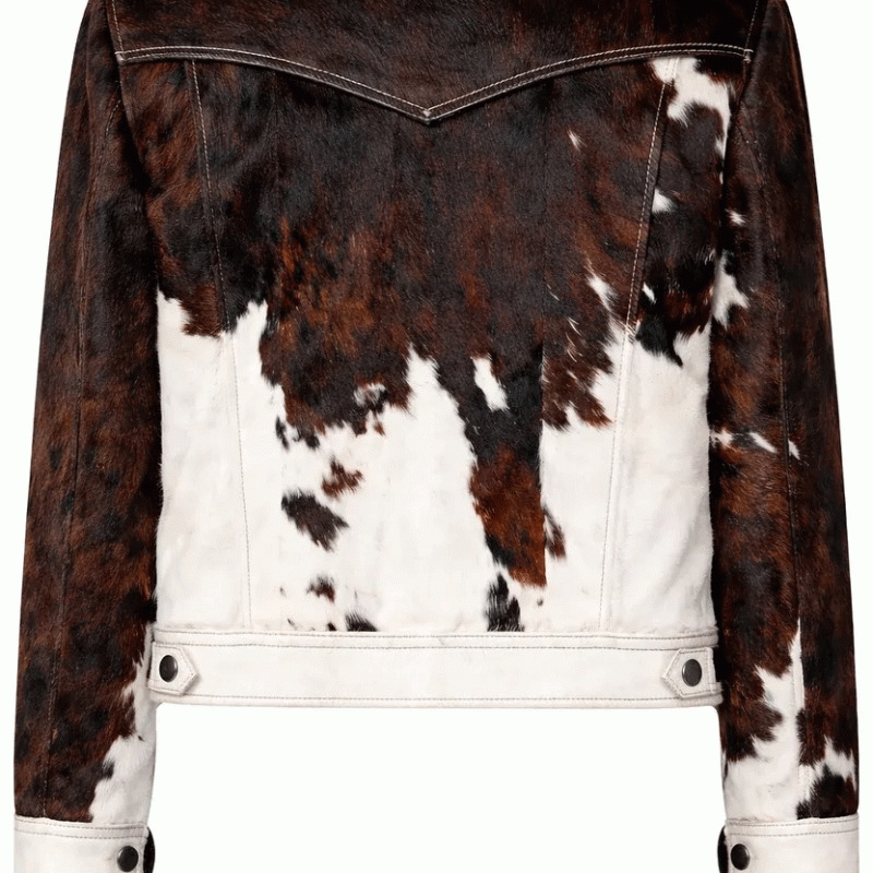 Cowhide Leather Panel Jacket