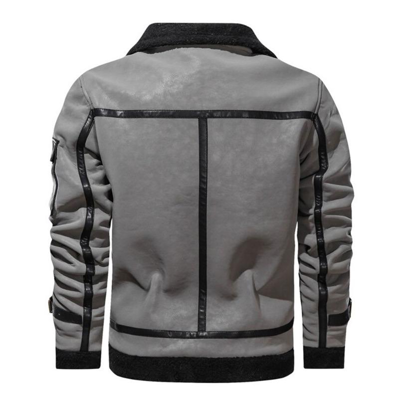 Leather Shearling Collar Jacket