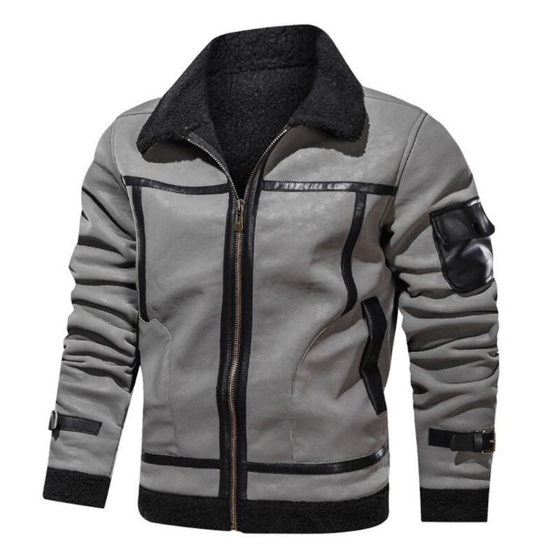 Leather Shearling Collar Jacket