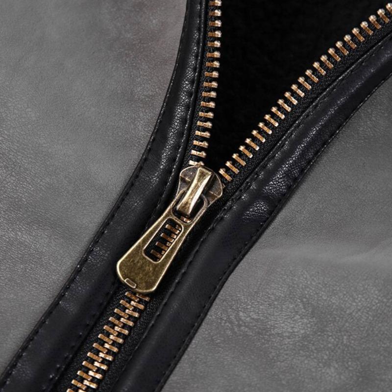 Leather Shearling Collar Jacket