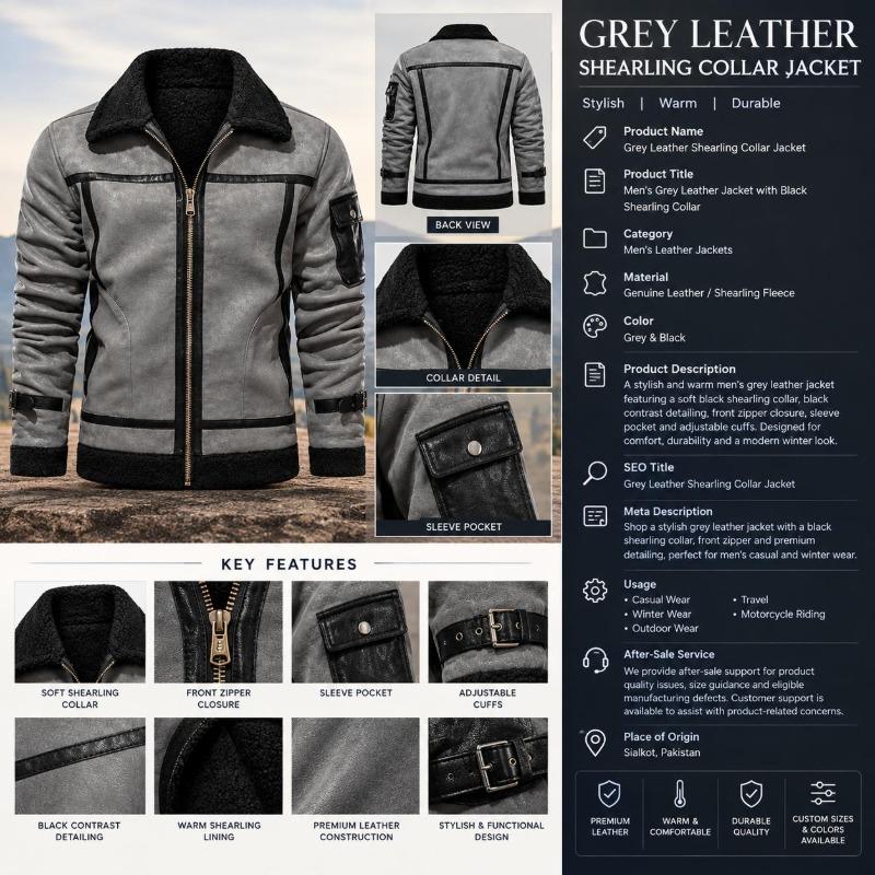 Leather Shearling Collar Jacket