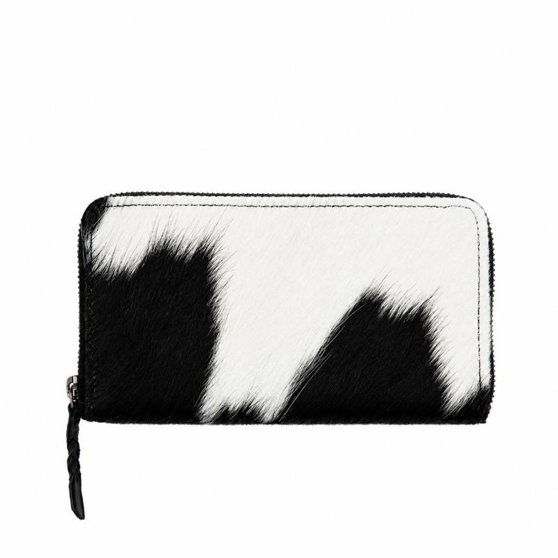 Hair-On Cowhide Leather Zip Wallet