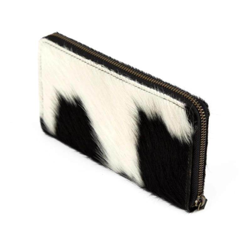 Hair-On Cowhide Leather Zip Wallet