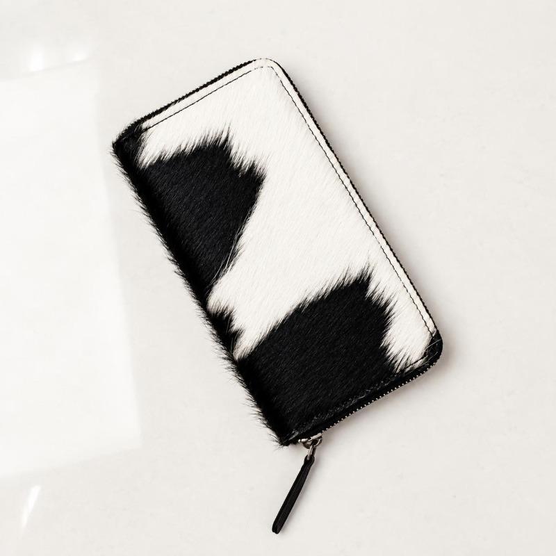 Hair-On Cowhide Leather Zip Wallet