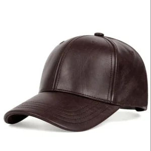 Men’s Brown Leather Baseball Cap