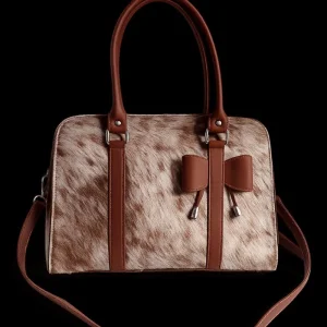 Elegant Cow Print Satchel Handbag for Women