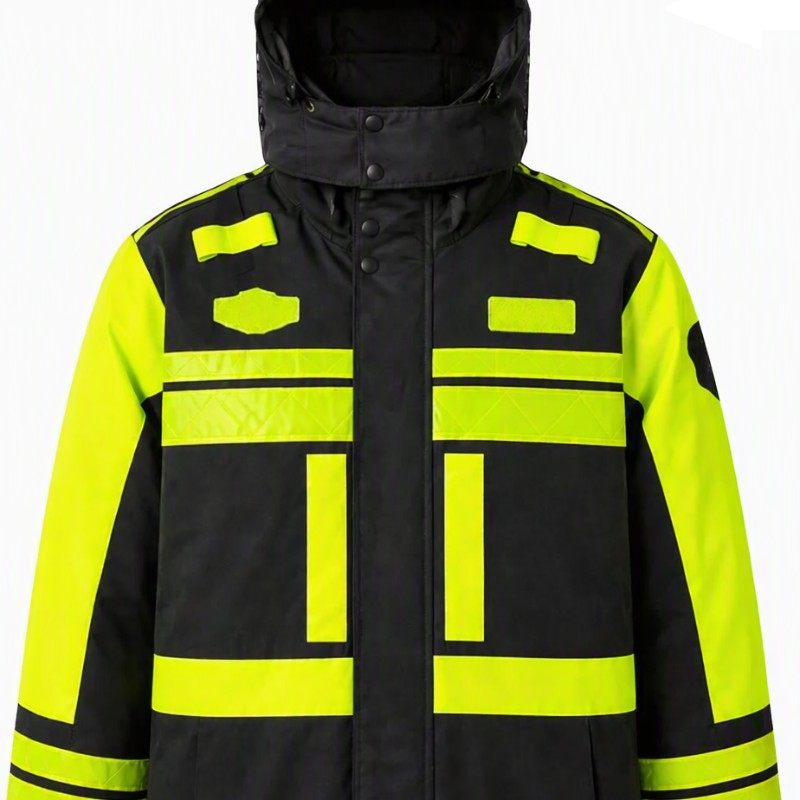 Reflective Hi-Vis Waterproof Hooded Safety Jacket.