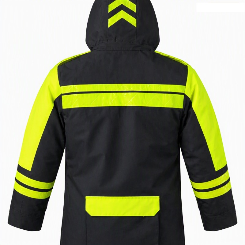 Reflective Hi-Vis Waterproof Hooded Safety Jacket.