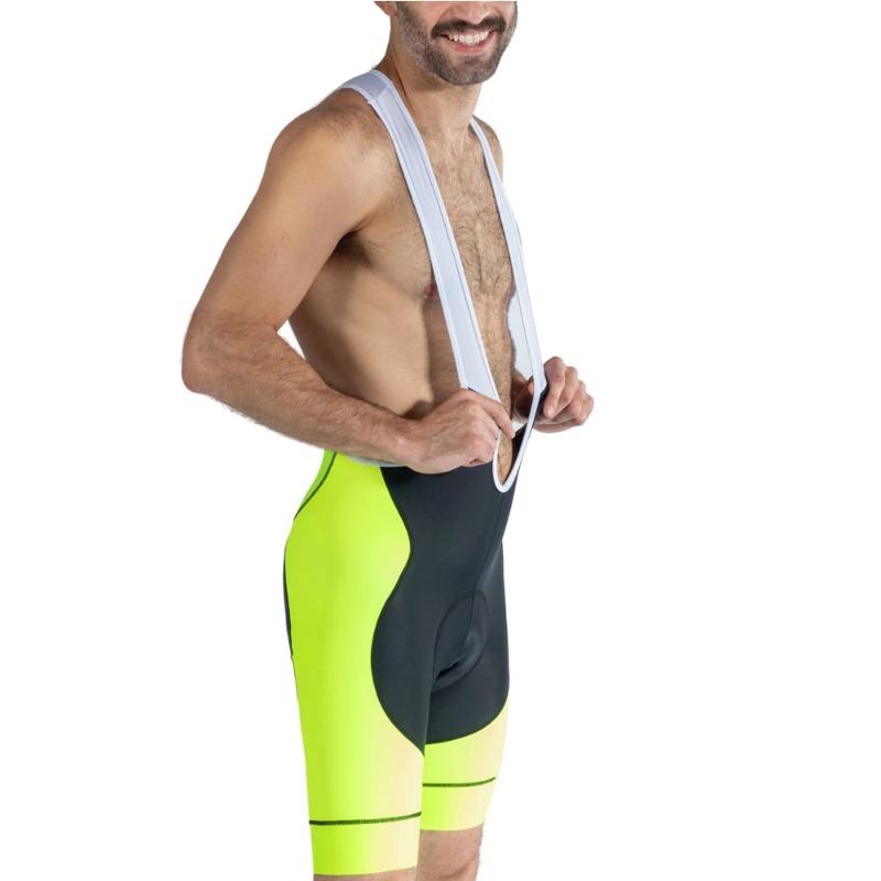 Men's Dark Brown Cycling Bib Shorts With White Mesh Top Fitted