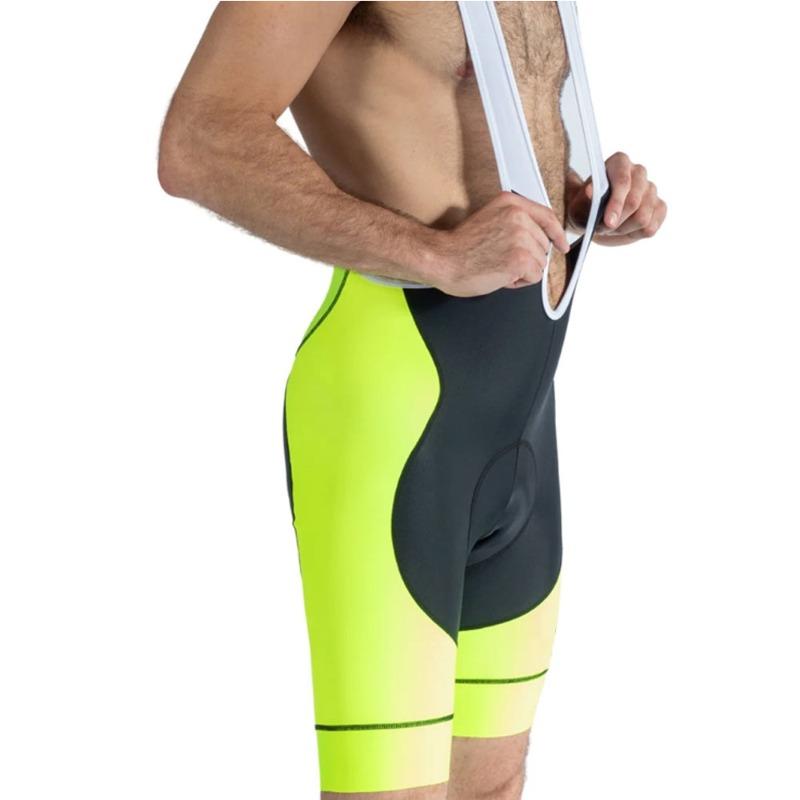 Men's Dark Brown Cycling Bib Shorts With White Mesh Top Fitted