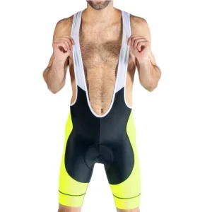 Men's Dark Brown Cycling Bib Shorts With White Mesh Top Fitted
