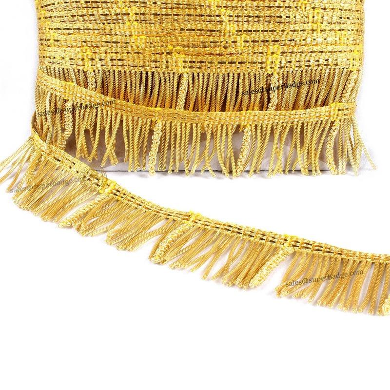 High Quality Customized Gold French Bullion Woven Wire Fringes Eco-Friendly Hand-sewing Decorative Trim Accessory