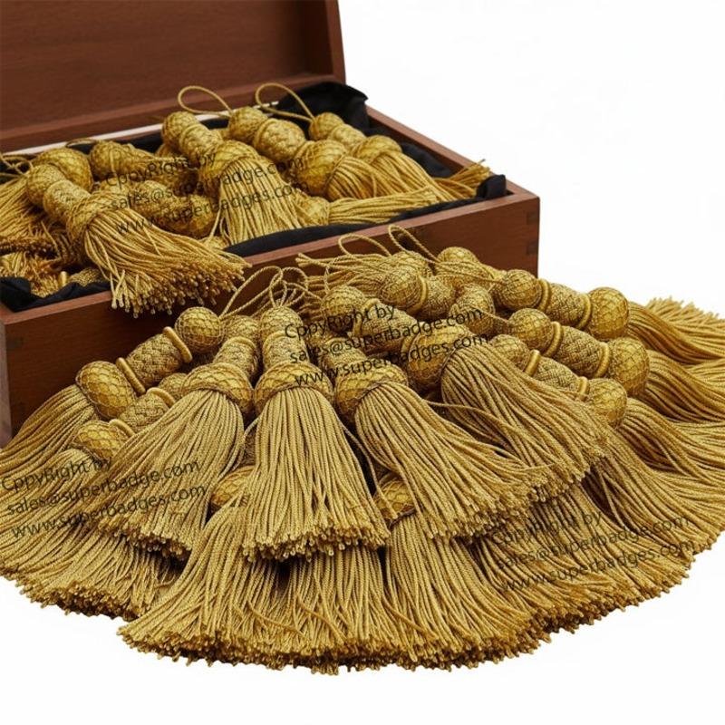 Custom Gold Bullion Tassels – Metallic Wire Ceremonial Cord Tassels, Flag & Banner Hanging Tassels & Regimental Uniform Accoutrements