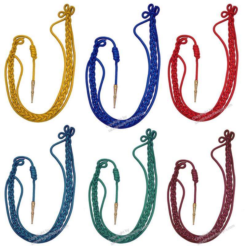 Custom Single-Tip Ceremonial Shoulder Cords – Military Dress Uniform Braids, 1-Tip Honor Guard Cords & Regimental Parade Accoutrements