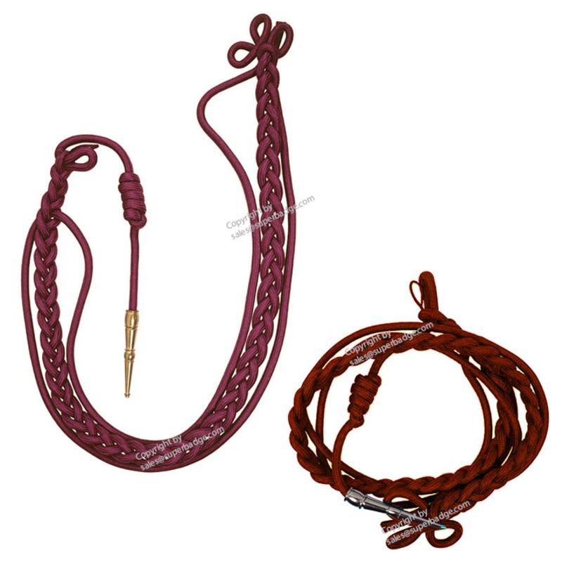 Custom Single-Tip Ceremonial Shoulder Cords – Military Dress Uniform Braids, 1-Tip Honor Guard Cords & Regimental Parade Accoutrements
