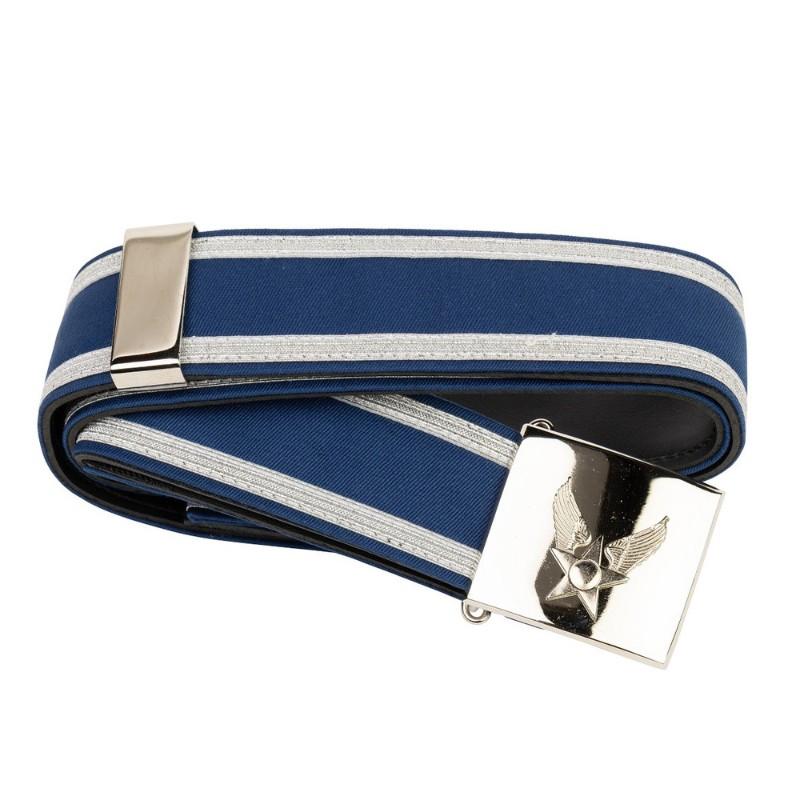 Custom Silver Bullion Braid Belt – Non-Leather Officer Uniform Dress Belt & Die-Struck Interlocking Metal Buckle