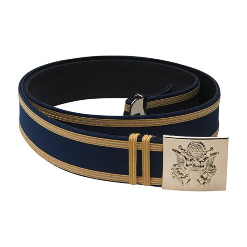 Custom Silver Bullion Braid Belt – Non-Leather Officer Uniform Dress Belt & Die-Struck Interlocking Metal Buckle