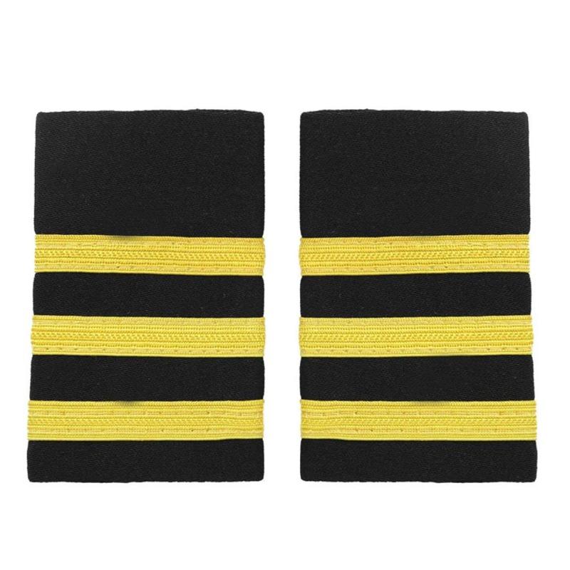 Custom Pilot Epaulettes – Metallic Gold Metallic Wire Stripes (1, 2, 3, 4 Bars), Commercial Airline Rank Shoulder Boards, Aviation & Naval Epaulets