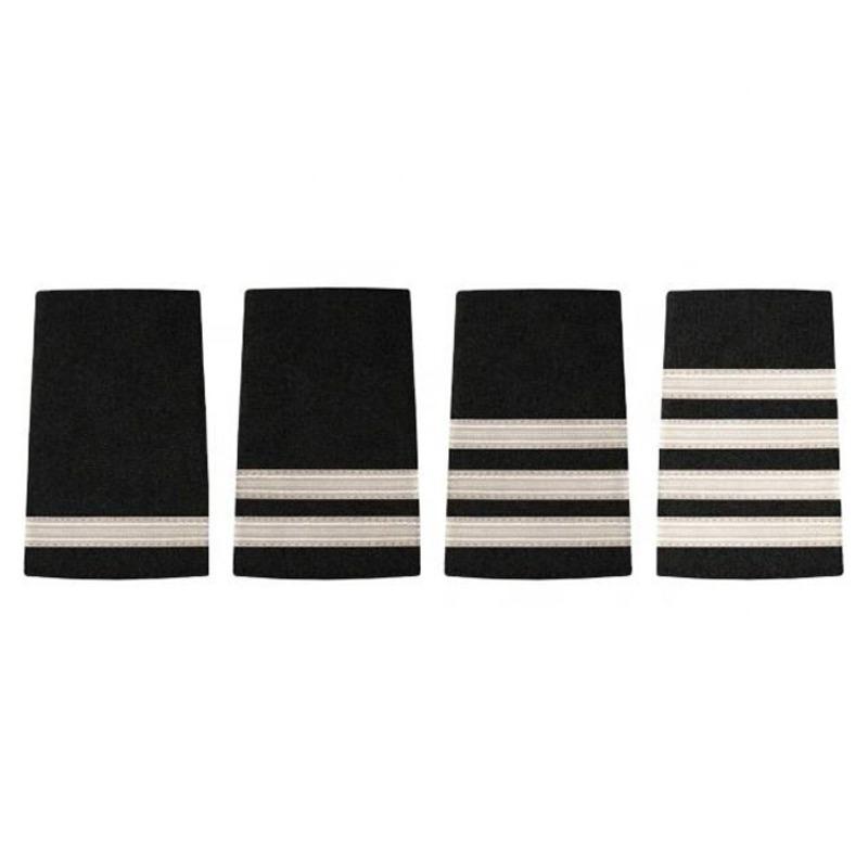 Custom Pilot Epaulettes – Metallic Silver Metallic Wire Stripes (1, 2, 3, 4 Bars), Commercial Airline Rank Shoulder Boards, Aviation & Naval Epaulets