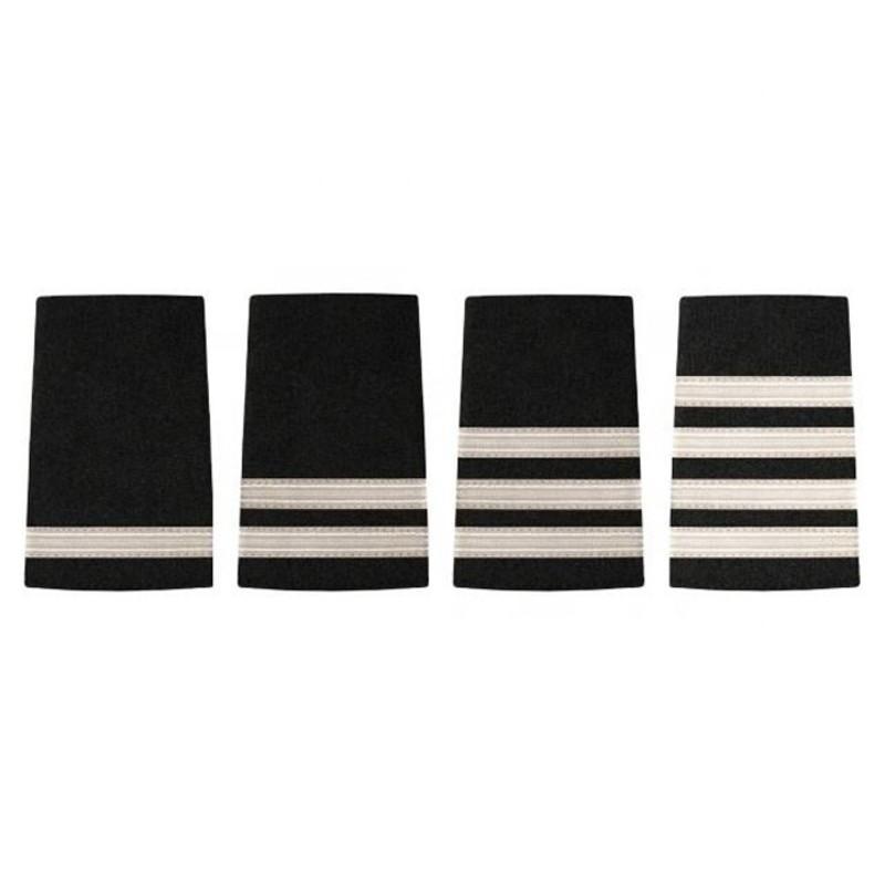 Custom Pilot Epaulettes – Silver Metallic Wire Stripes (1, 2, 3, 4 Bars), Commercial Airline Rank Shoulder Boards, Aviation & Naval Epaulets