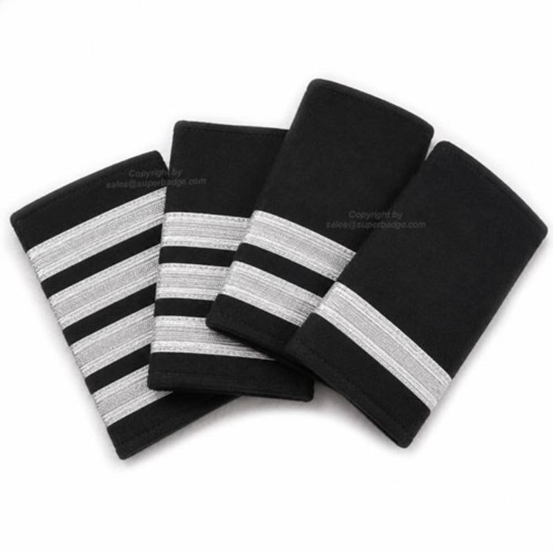 Custom Pilot Epaulettes – Silver Metallic Wire Stripes (1, 2, 3, 4 Bars), Commercial Airline Rank Shoulder Boards, Aviation & Naval Epaulets