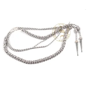 Custom Silver &amp; Black Aiguillette – Two-Tone Braided Ceremonial Dress Cords, Military Officer Shoulder Braids &amp; Honor Guard Accoutrements