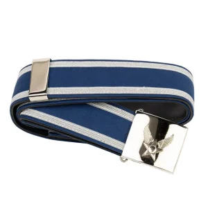 Custom Silver Bullion Braid Belt – Non-Leather Officer Uniform Dress Belt &amp; Die-Struck Interlocking Metal Buckle