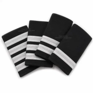 Custom Pilot Epaulettes – Metallic Silver Metallic Wire Stripes (1, 2, 3, 4 Bars), Commercial Airline Rank Shoulder Boards, Aviation &amp; Naval Epaulets