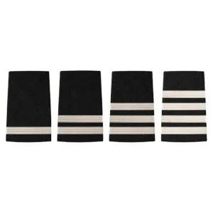 Custom Pilot Epaulettes – Silver Metallic Wire Stripes (1, 2, 3, 4 Bars), Commercial Airline Rank Shoulder Boards, Aviation &amp; Naval Epaulets