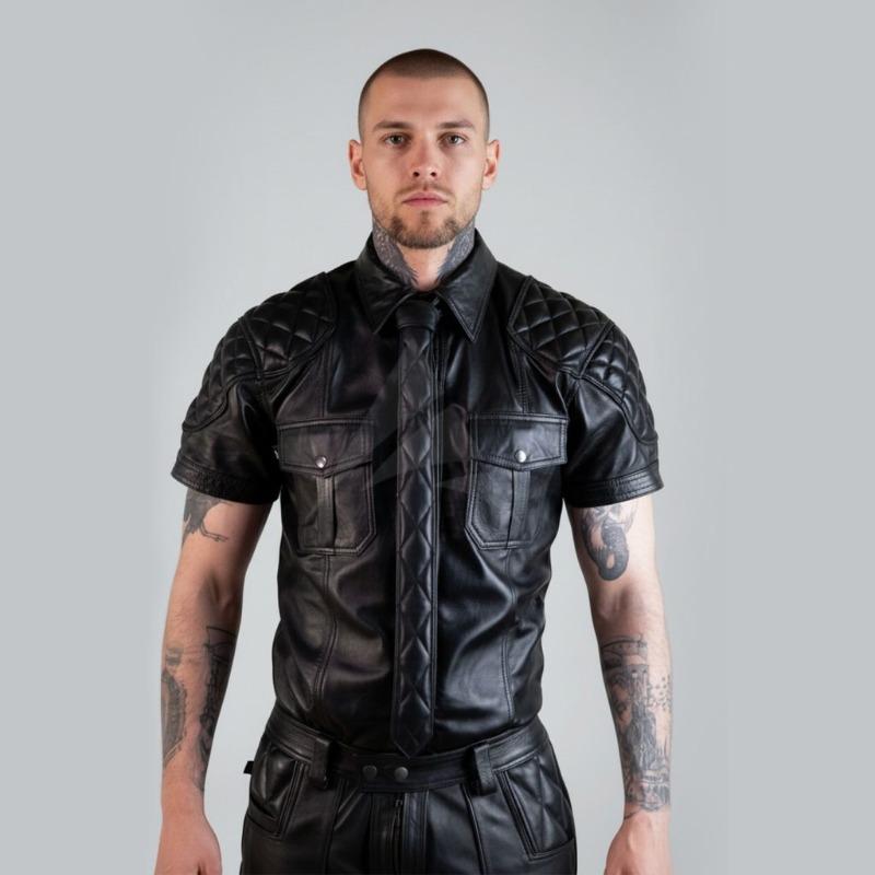 Mens Quilted Leather Shirt