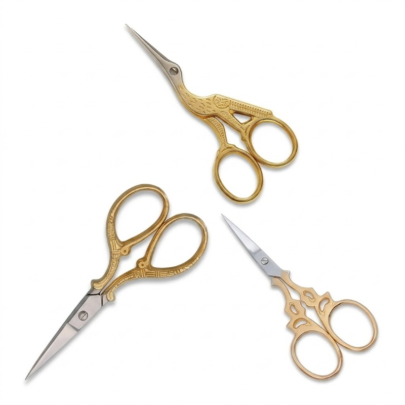 3-Piece Vintage Gold Precision Beauty & Manicure Scissors Set