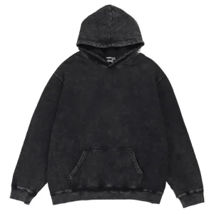 AcidWashed Hoodie with Cotton Fleece for Streetwear Style