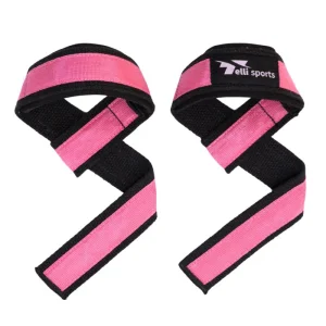 Pink Weight Lifting Straps with Neoprene Wrist Padding