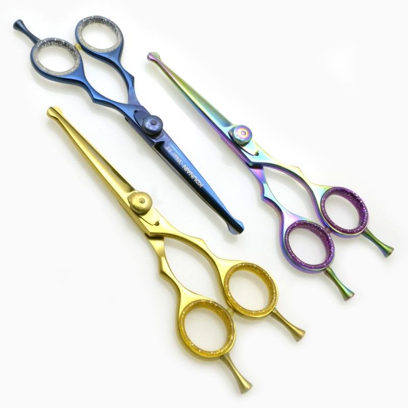 Blue, Multi and Gold Plasma Handmade Professional Grooming Scissors - Crafted from Finest Stainless Steel J2/420 for Professionals, Students and Home Users