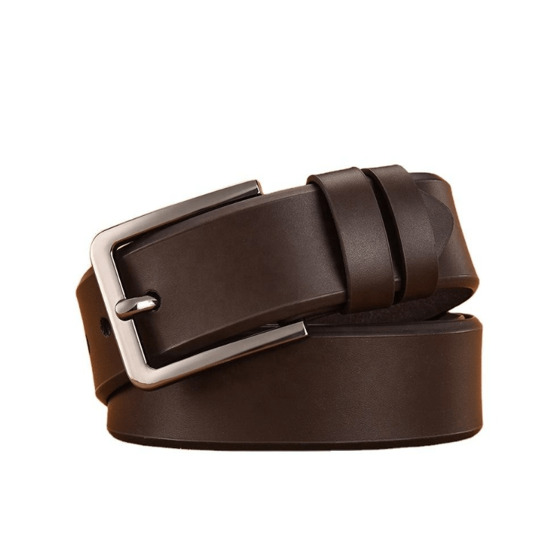 Genuine Leather Belt – Classic Brown Men’s Belt with Metal Buckle for Casual &amp; Formal Wear