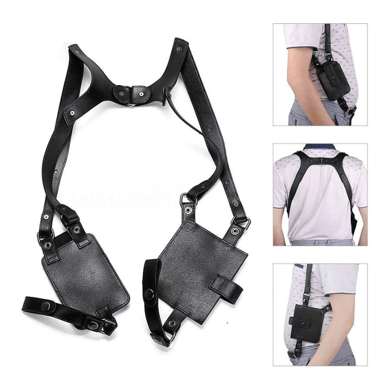 Dual Leather Shoulder Holster – Adjustable Gun Holster for Law Enforcement, Security &amp; Concealed Carry