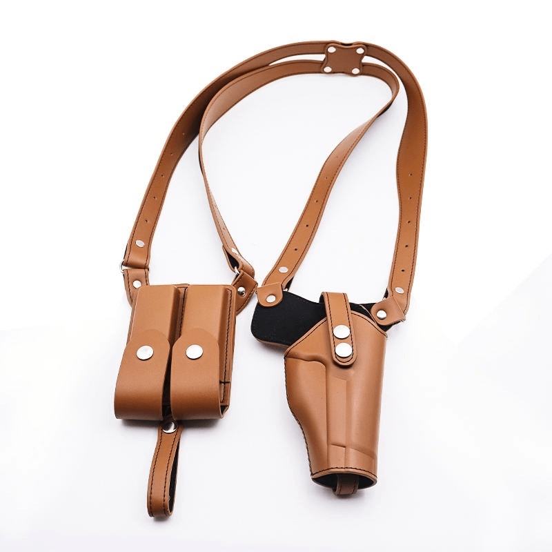 Tan Leather Shoulder Holster – Adjustable Dual Gun Holster for Security, Law Enforcement &amp; Concealed Carry
