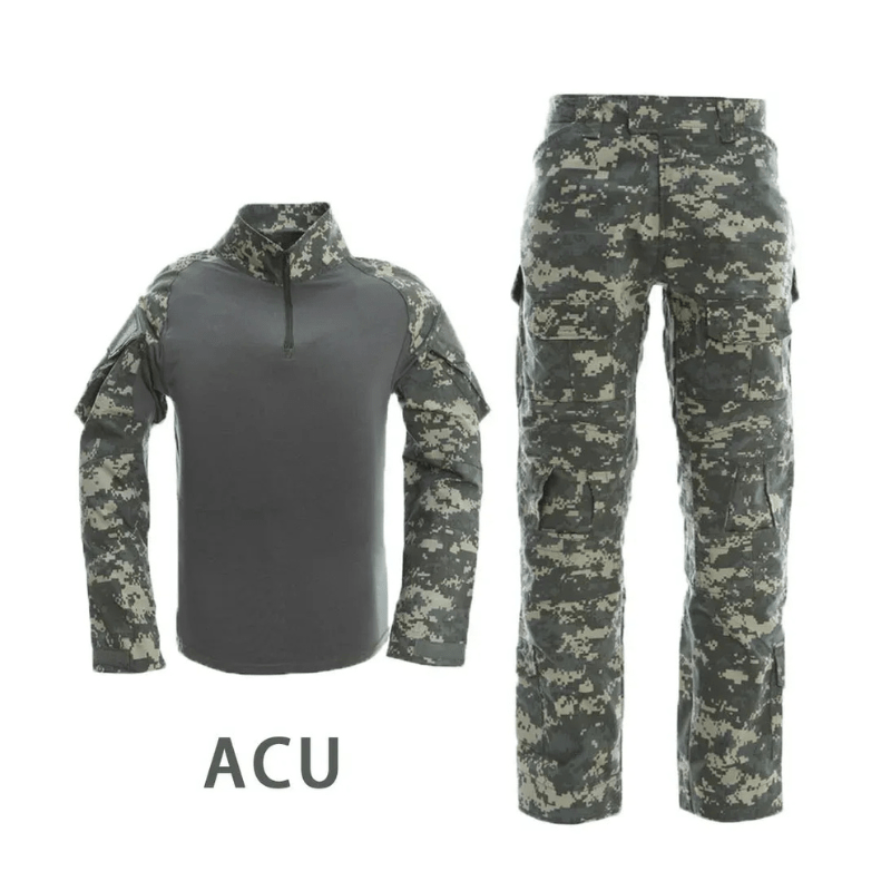Camouflage Tactical Uniform – Military Combat Shirt and Pants Set for Outdoor &amp; Security Use